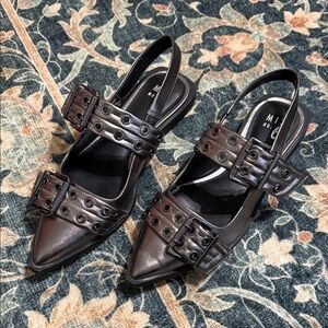 Mix No. 6 Metallic Black Slingback Flats